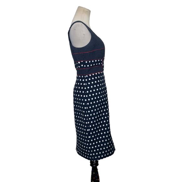 Bigio collection Blue sleeveless polka dot sheath blue lined dress size 10 - Picture 6 of 9
